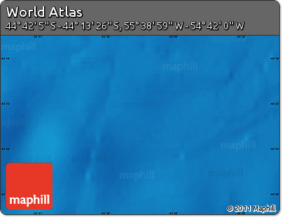 Physical Map of the Area around 44° 27' 46" S, 55° 10' 29" W