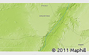 Physical 3D Map of the area around 44° 27' 46" S, 67° 4' 29" W