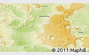 Physical 3D Map of the area around 44° 27' 46" S, 68° 46' 30" W