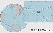 Gray Location Map of the area around 44° 27' 46" S, 6° 1' 30" E, hill shading
