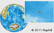Physical Location Map of the area around 44° 27' 46" S, 72° 19' 29" E