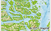 Physical Map of the area around 44° 27' 46" S, 73° 52' 30" W