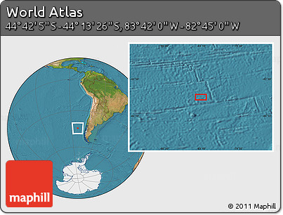Satellite Location Map of the Area around 44° 27' 46" S, 83° 13' 29" W