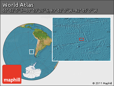 Satellite Location Map of the Area around 44° 27' 46" S, 83° 13' 29" W