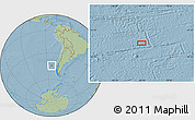 Savanna Style Location Map of the area around 44° 27' 46" S, 83° 13' 29" W, hill shading