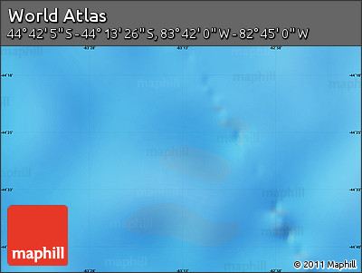 Physical Map of the Area around 44° 27' 46" S, 83° 13' 29" W