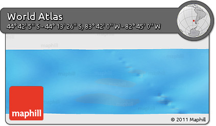 Physical Panoramic Map of the Area around 44° 27' 46" S, 83° 13' 29" W