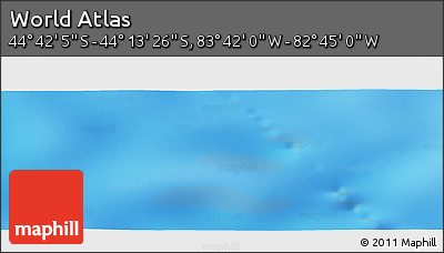 Physical Panoramic Map of the Area around 44° 27' 46" S, 83° 13' 29" W