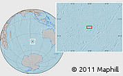 Gray Location Map of the area around 44° 27' 46" S, 94° 25' 30" E, hill shading