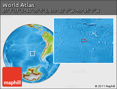 Physical Location Map of the Area around 44° 53' 21" S, 100° 13' 29" W