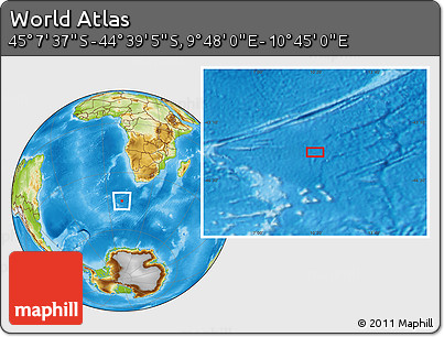 Physical Location Map of the Area around 44° 53' 21" S, 10° 16' 30" E