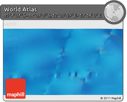 Physical 3D Map of the Area around 44° 53' 21" S, 12° 49' 29" E