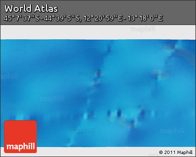 Physical 3D Map of the Area around 44° 53' 21" S, 12° 49' 29" E