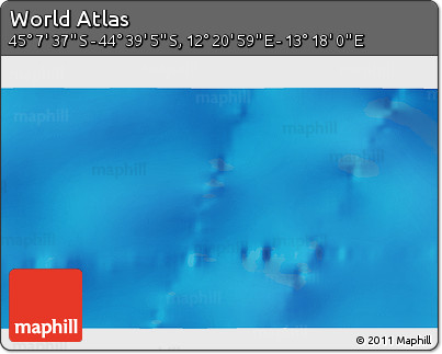 Physical 3D Map of the Area around 44° 53' 21" S, 12° 49' 29" E