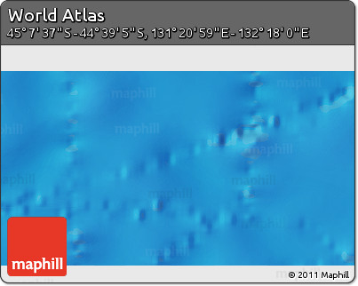 Physical 3D Map of the Area around 44° 53' 21" S, 131° 49' 29" E