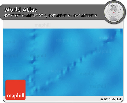 Physical 3D Map of the Area around 44° 53' 21" S, 135° 13' 29" E