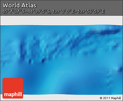Physical 3D Map of the Area around 44° 53' 21" S, 139° 28' 29" E