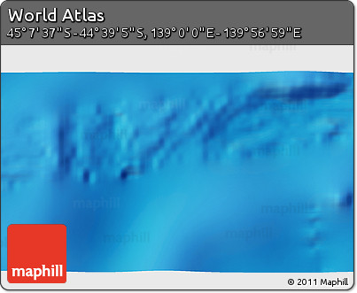 Physical 3D Map of the Area around 44° 53' 21" S, 139° 28' 29" E