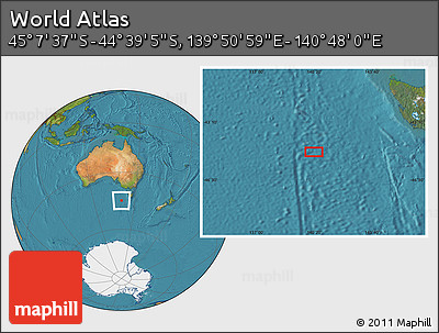 Satellite Location Map of the Area around 44° 53' 21" S, 140° 19' 29" E