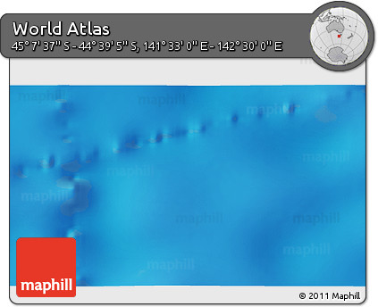 Physical 3D Map of the Area around 44° 53' 21" S, 142° 1' 30" E