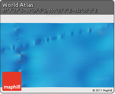 Physical 3D Map of the Area around 44° 53' 21" S, 142° 1' 30" E