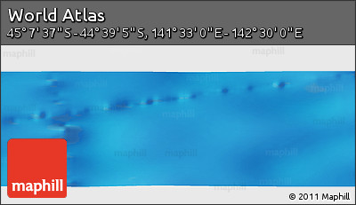 Physical Panoramic Map of the Area around 44° 53' 21" S, 142° 1' 30" E