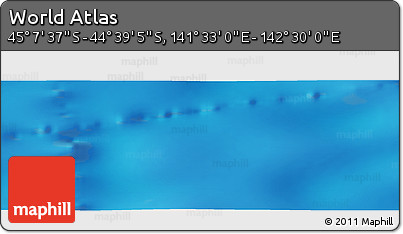 Physical Panoramic Map of the Area around 44° 53' 21" S, 142° 1' 30" E