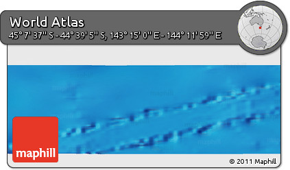 Physical Panoramic Map of the Area around 44° 53' 21" S, 143° 43' 29" E