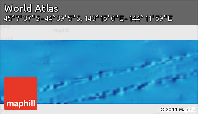 Physical Panoramic Map of the Area around 44° 53' 21" S, 143° 43' 29" E