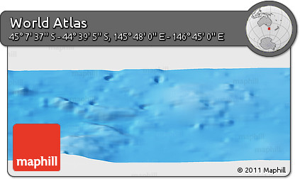 Physical Panoramic Map of the Area around 44° 53' 21" S, 146° 16' 30" E