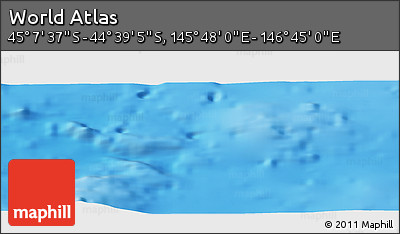 Physical Panoramic Map of the Area around 44° 53' 21" S, 146° 16' 30" E