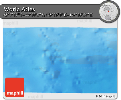 Physical 3D Map of the Area around 44° 53' 21" S, 147° 7' 30" E