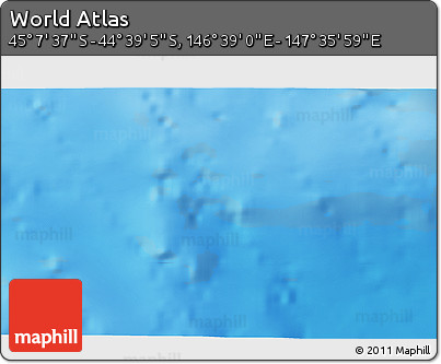 Physical 3D Map of the Area around 44° 53' 21" S, 147° 7' 30" E