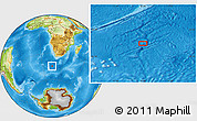 Physical Location Map of the area around 44° 53' 21" S, 14° 31' 30" E