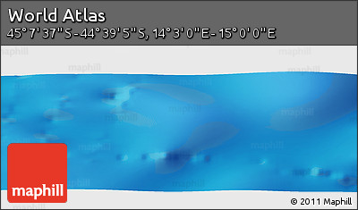 Physical Panoramic Map of the Area around 44° 53' 21" S, 14° 31' 30" E