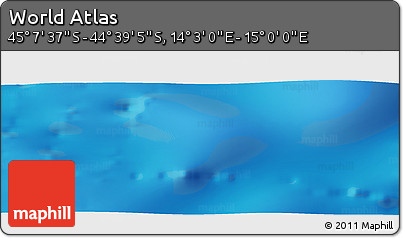 Physical Panoramic Map of the Area around 44° 53' 21" S, 14° 31' 30" E