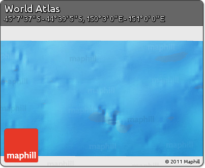 Physical 3D Map of the Area around 44° 53' 21" S, 150° 31' 30" E