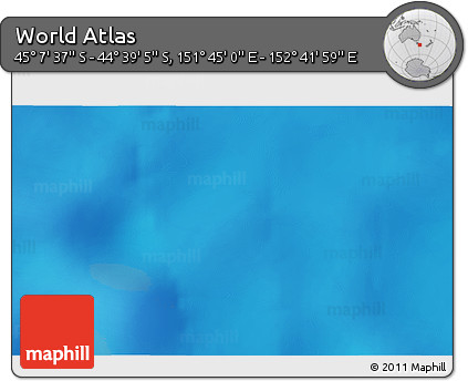 Physical 3D Map of the Area around 44° 53' 21" S, 152° 13' 29" E