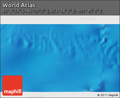 Physical 3D Map of the Area around 44° 53' 21" S, 154° 46' 30" E