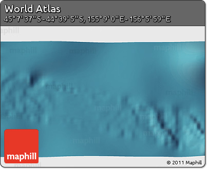 Satellite 3D Map of the Area around 44° 53' 21" S, 155° 37' 30" E