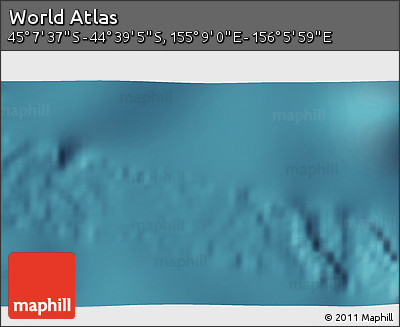 Satellite 3D Map of the Area around 44° 53' 21" S, 155° 37' 30" E