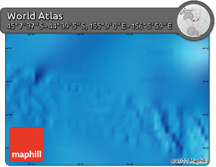 Physical Map of the Area around 44° 53' 21" S, 155° 37' 30" E