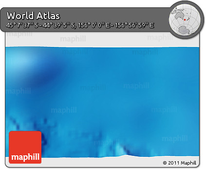 Physical 3D Map of the Area around 44° 53' 21" S, 156° 28' 29" E