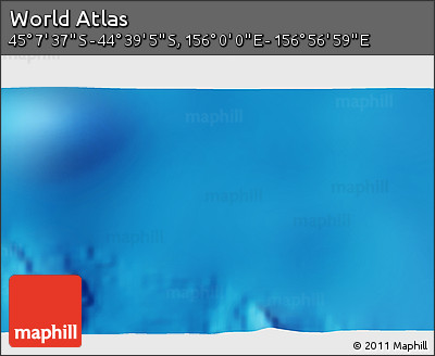 Physical 3D Map of the Area around 44° 53' 21" S, 156° 28' 29" E