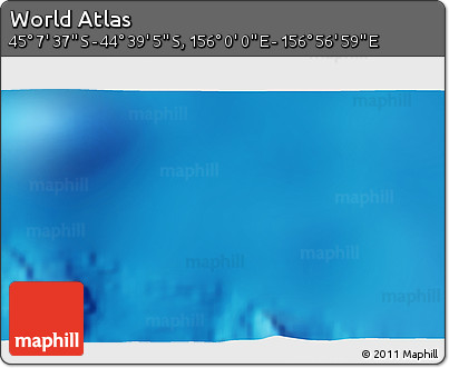 Physical 3D Map of the Area around 44° 53' 21" S, 156° 28' 29" E