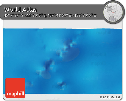 Physical 3D Map of the Area around 44° 53' 21" S, 158° 10' 30" E