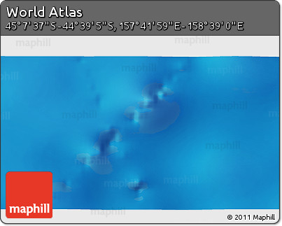 Physical 3D Map of the Area around 44° 53' 21" S, 158° 10' 30" E