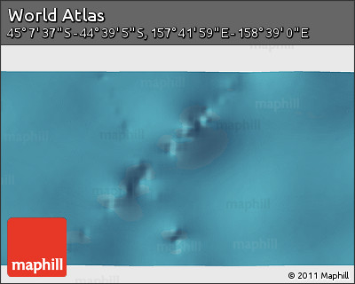 Satellite 3D Map of the Area around 44° 53' 21" S, 158° 10' 30" E