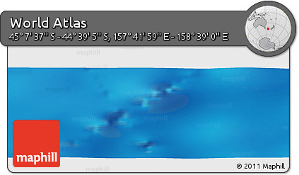 Physical Panoramic Map of the Area around 44° 53' 21" S, 158° 10' 30" E