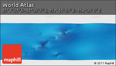 Physical Panoramic Map of the Area around 44° 53' 21" S, 158° 10' 30" E